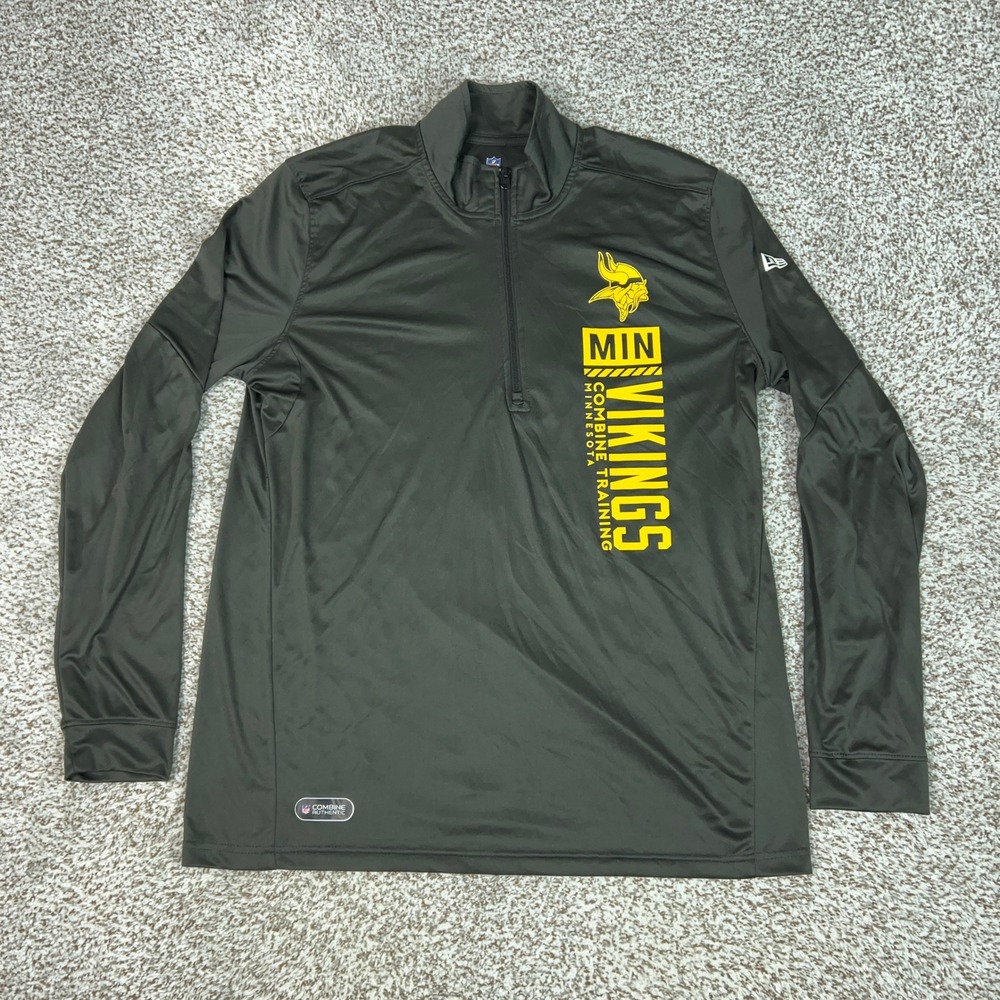 Minnesota Vikings Pullover Men XL Gray New Era NFL Combine Football 1/4 Zip Top